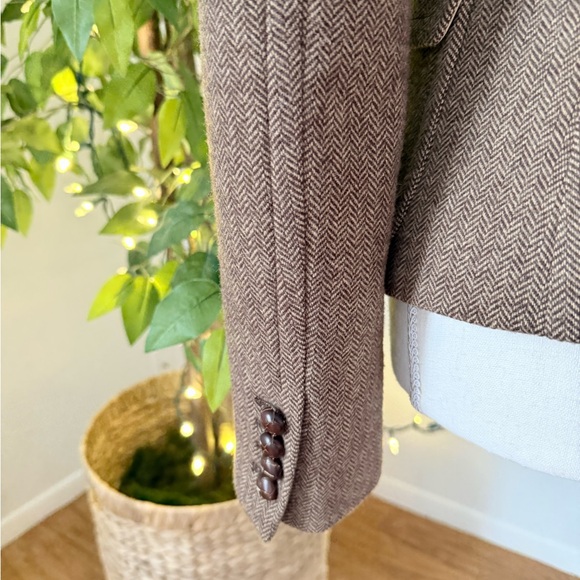 J.Crew Brown Herringbone Wool Blend Blazer - Size 4 - Picture 4 of 13